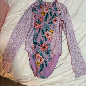 Art Class Tropical Print Garment with Purple and Red Accents